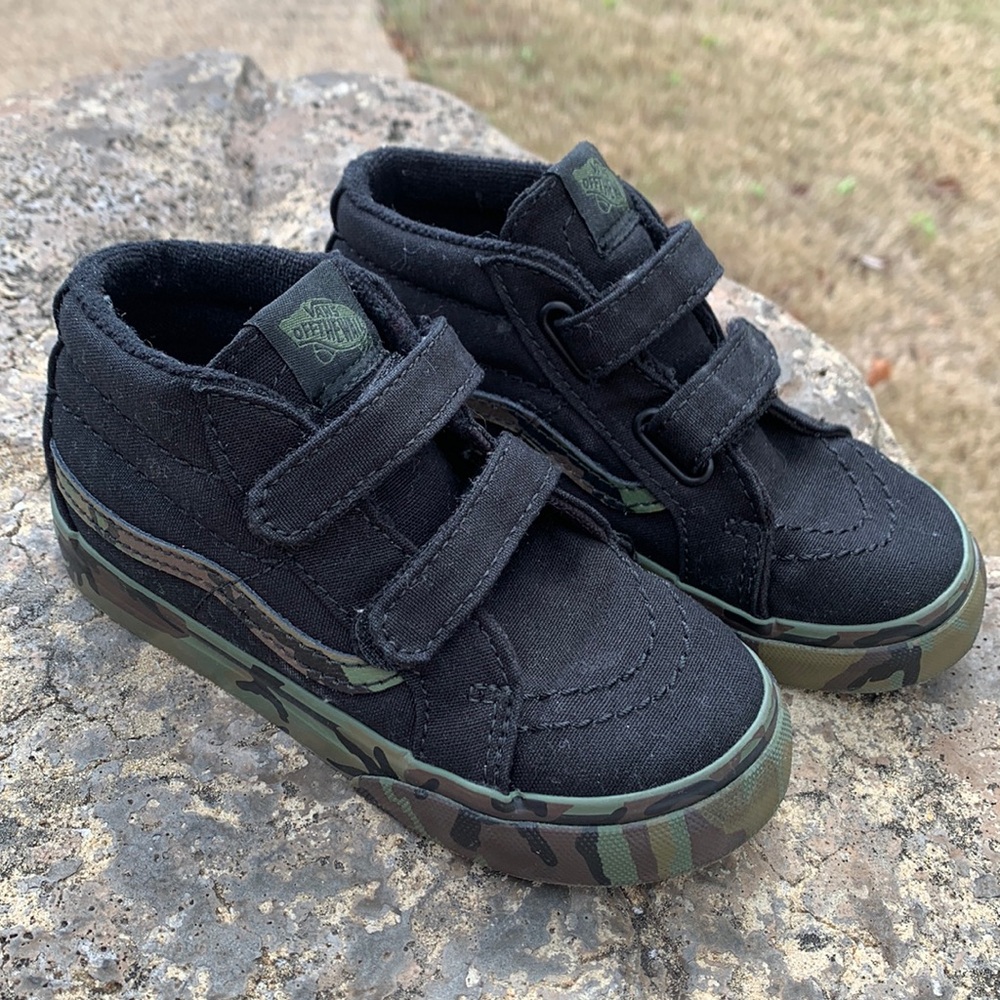 Vans Kids Black and Camouflage Sneakers